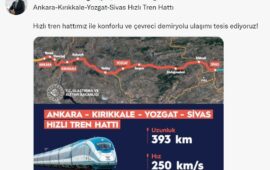 ULAŞTIRMA BAKANI KARAİSMAİLOĞLU’NDAN HIZLI TREN PAYLAŞIMI