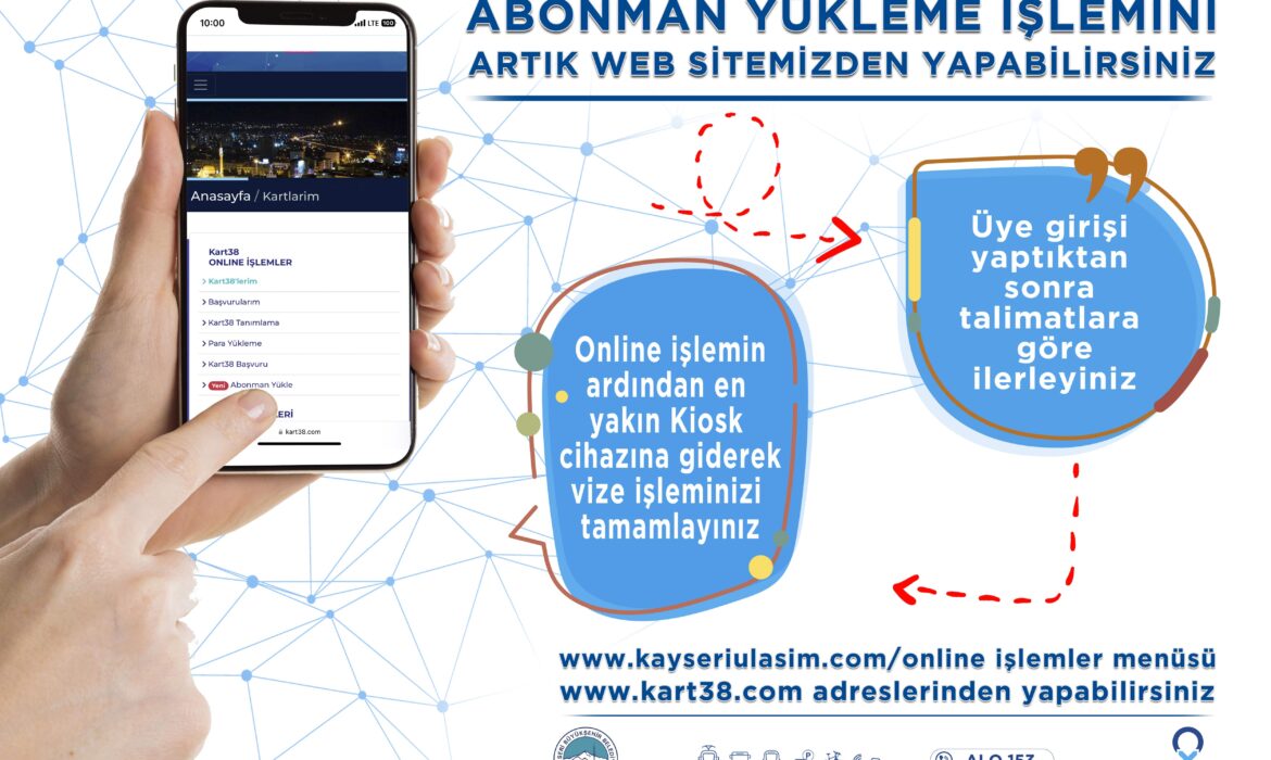 ONLİNE ‘ABONMAN KART’ YÜKLEME HİZMETİ